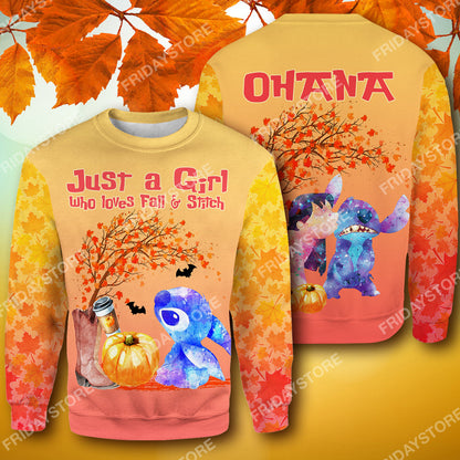  LAS T-shirt Just A Girl Who Loves Fall And Stitch T-shirt Cute High Quality DN Stitch Hoodie Sweater Tank