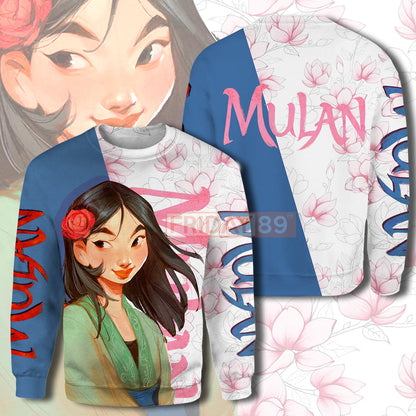 Mulan T-shirt ML FLOWERS Blue White T-shirt Awesome High Quality DN Hoodie Sweater Tank