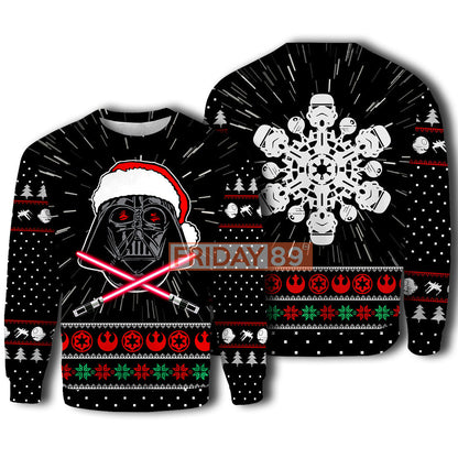  SW T-shirt SW Santa D.Vader And Stormtrooper Christmas Snowflake T-shirt Cool SW Hoodie Sweater Tank 2023