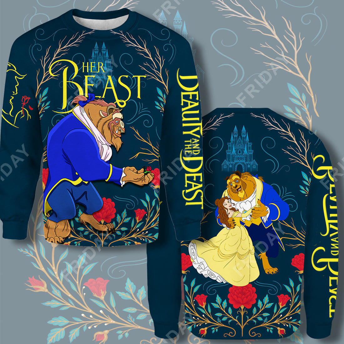  DN T-shirt Beauty & The Beast Her Beast Couple 3D Print T-shirt Awesome DN Beauty & The Beast Hoodie Sweater Tank