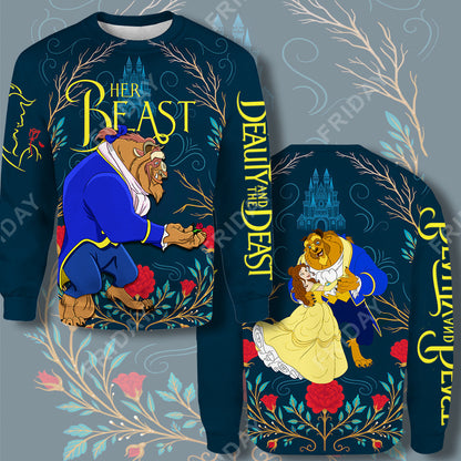  DN T-shirt Beauty & The Beast Her Beast Couple 3D Print T-shirt Awesome DN Beauty & The Beast Hoodie Sweater Tank