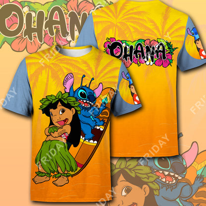  LAS T-shirt Lilo And St Surfing Ohana 3D Print T-shirt Awesome High Quality DN Stitch Hoodie Sweater Tank