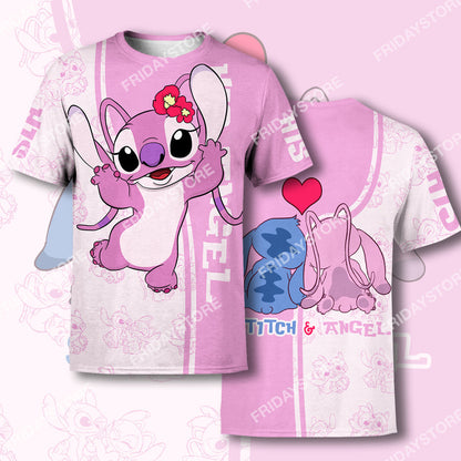  LAS T-shirt Stitch Angel Adorable Couple All Over Print Stitch Couple T-shirt Cute High Quality DN Stitch Hoodie Sweater Tank