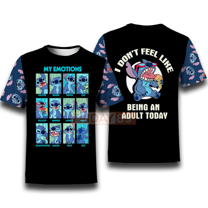 Stitch T-shirt Stitch Emotions Hoodie I Don't Feel Like Being An  Today Stitch T Shirt Cute DN Hoodie Sweater Tank