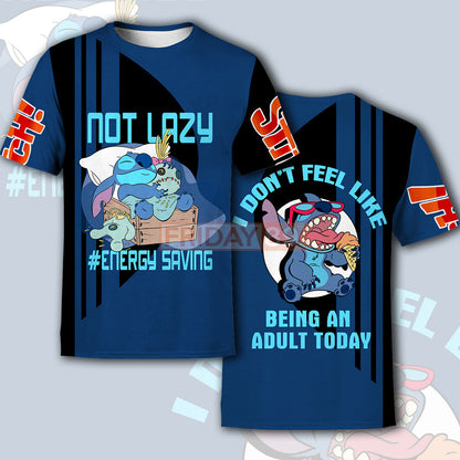 Stitch T-shirt Stitch Not Lazy Energy Saving 3D Print T-shirt Funny Cute DN Hoodie Sweater Tank