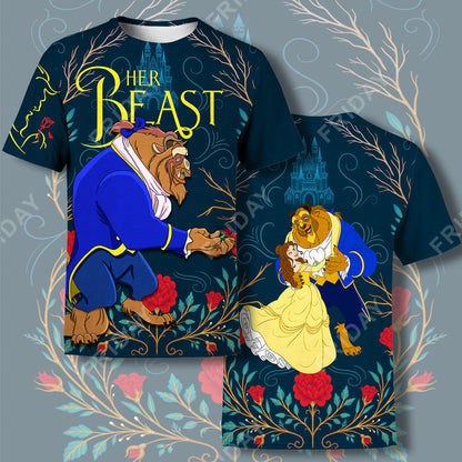  DN T-shirt Beauty & The Beast Her Beast Couple 3D Print T-shirt Awesome DN Beauty & The Beast Hoodie Sweater Tank