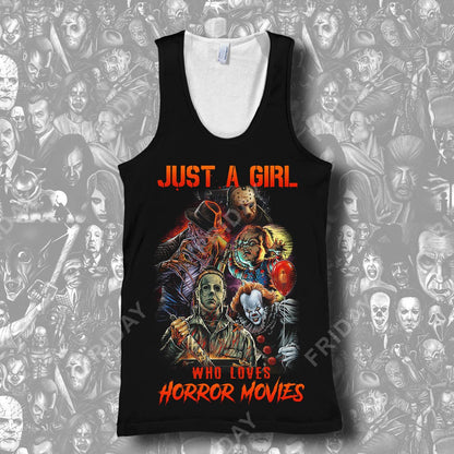  Horror T-shirt Halloween Just A Girl Who Loves Horror Movies T-shirt High Quality Horror Hoodie Sweater Tank 2025