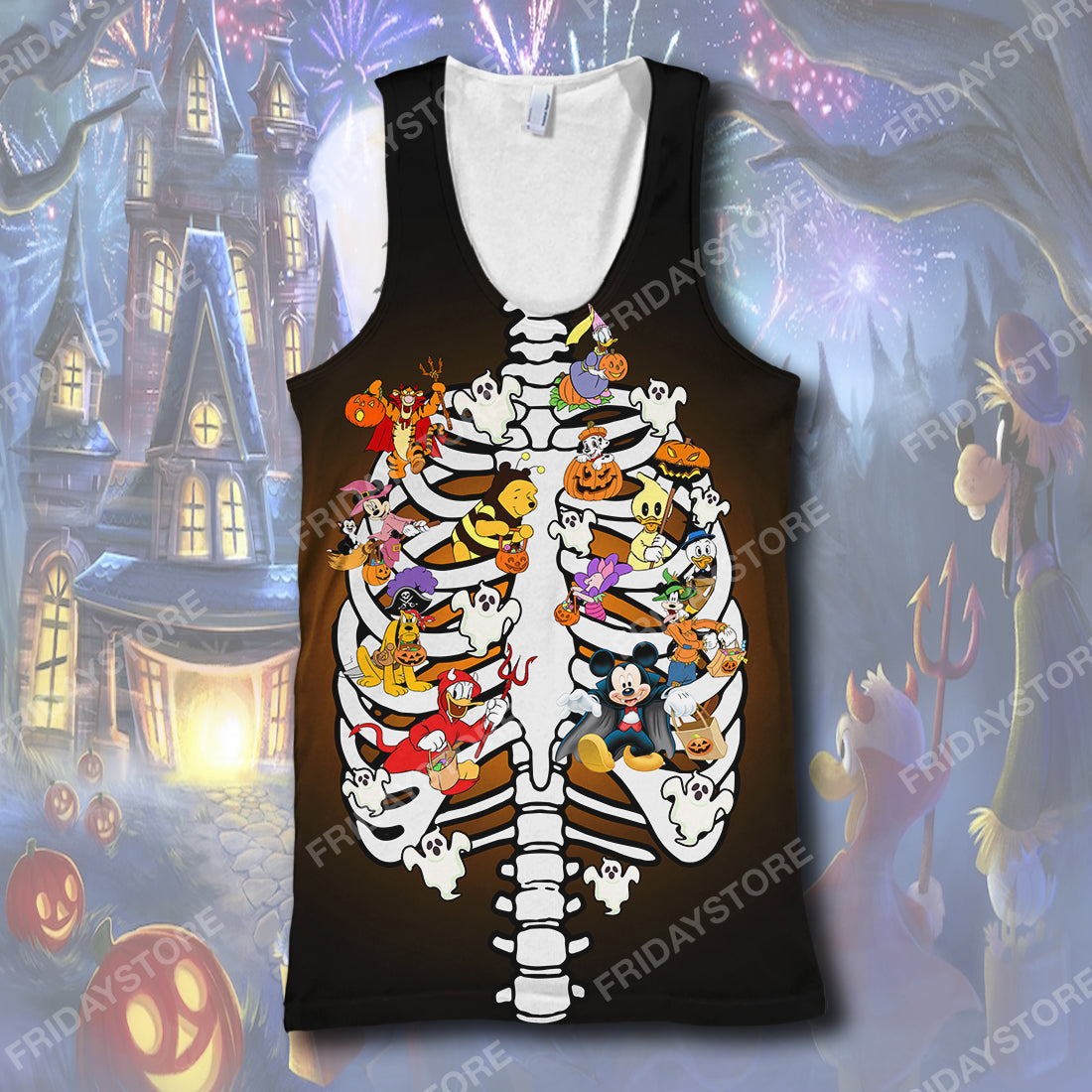  DN T-shirt Disney Characters Happy Halloween Party Bone T-shirt Awesome High Quality DN Hoodie Sweater Tank
