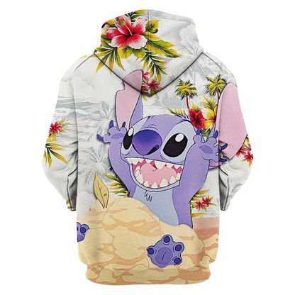 Stitch Hoodie Stich On The Beach Hoodie Colorful Unisex
