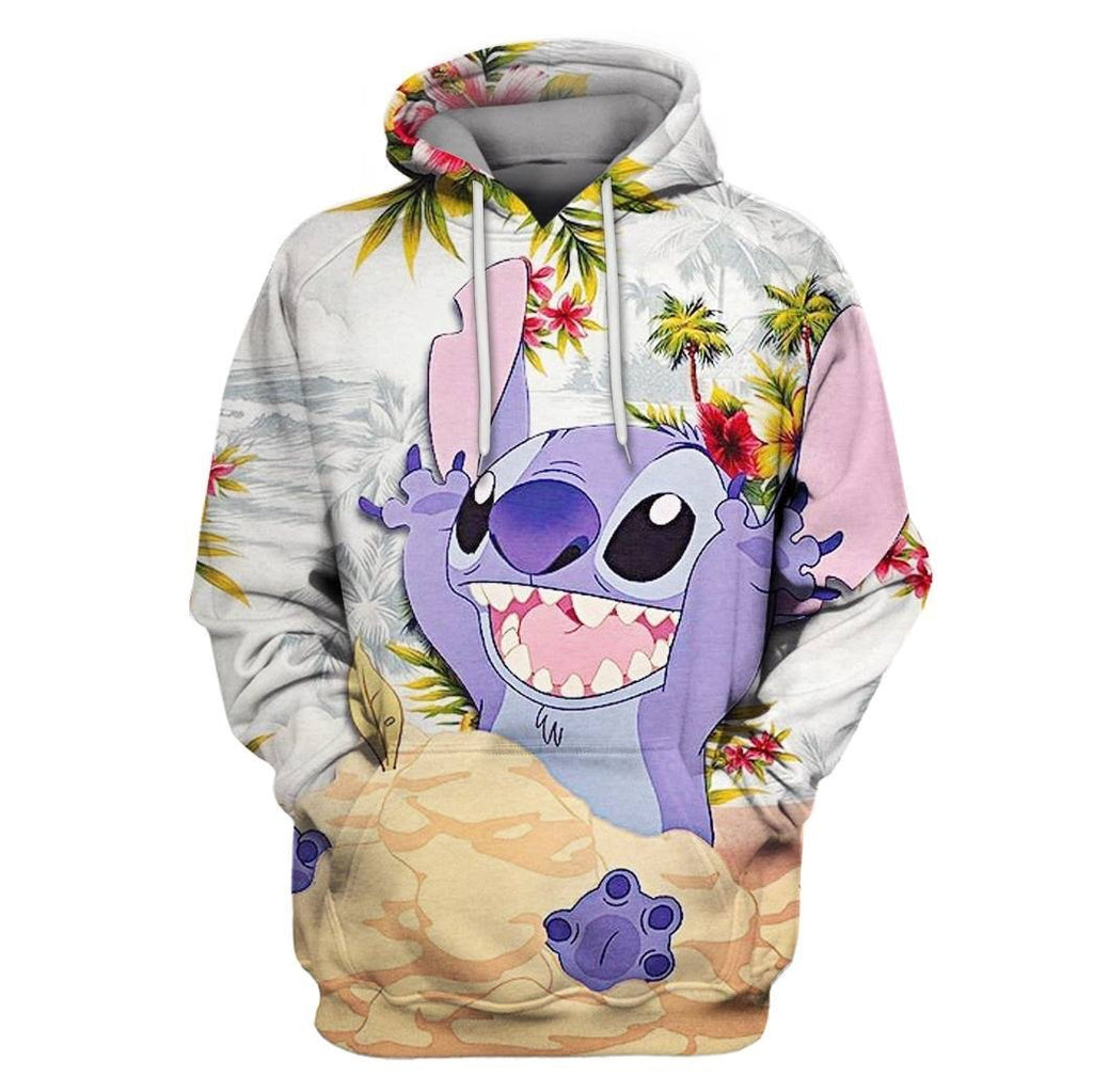 Stitch Hoodie Stich On The Beach Hoodie Colorful Unisex