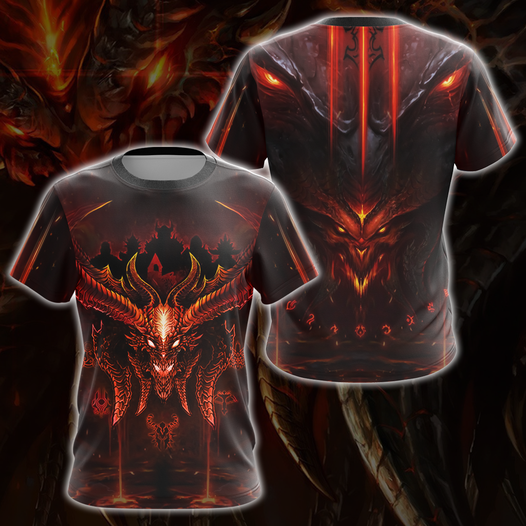 Diablo Video Game All Over Print T-shirt Tank Top Zip Hoodie Pullover Hoodie