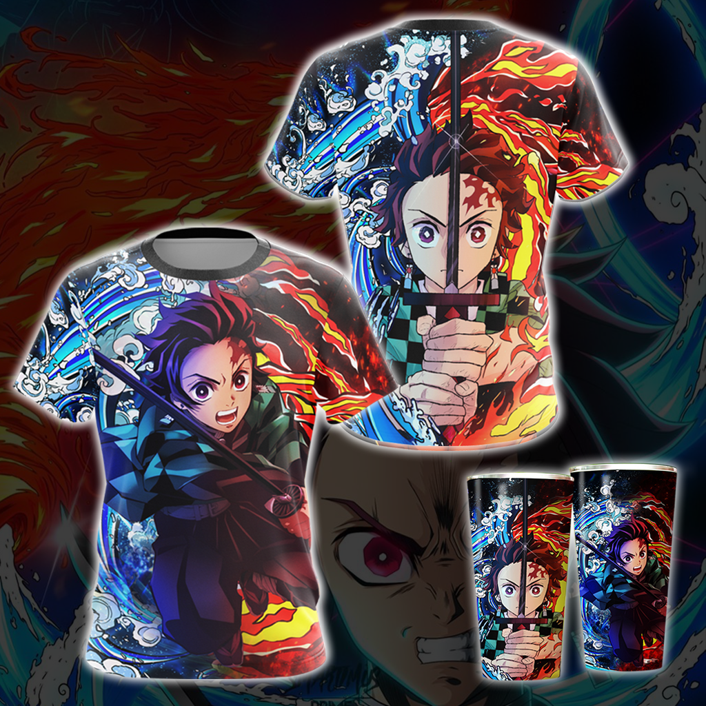 Tanjiro Sun and Water Breathing Techniques Demon Slayer All Over Print T-shirt Zip Hoodie Pullover Hoodie