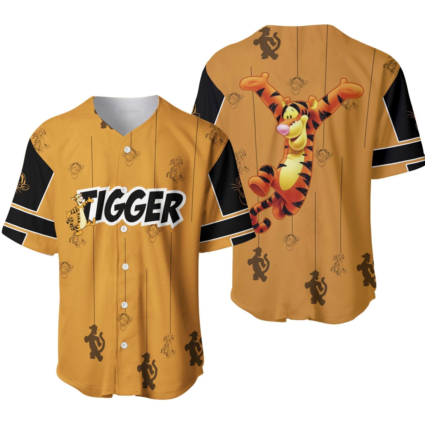 Winnie the Pooh Jersey Disney Winnie the Pooh Dancing Tigger Brown Jersey Shirt Baseball Disney Baseball