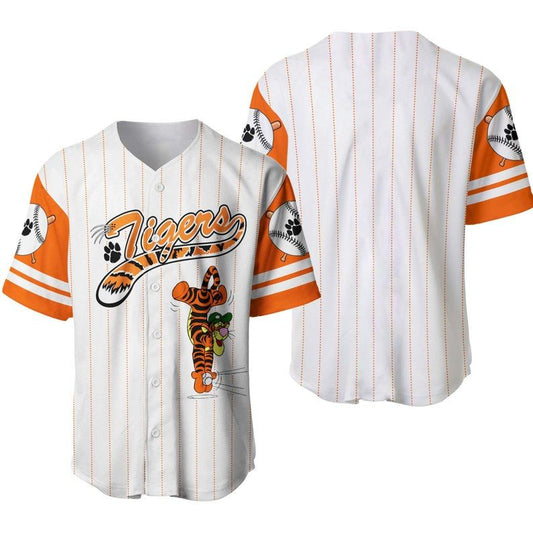 Winnie the Pooh Baseball Jersey Tigger Catches the Ball Winnie Pooh Jersey Shirt White Orange Unisex Adult