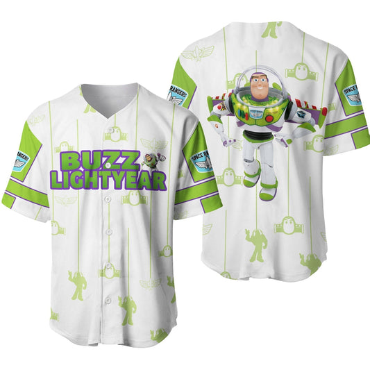 Disney Jersey Disney Toy Story Buzz Lightyear Character White Green Patterns Jersey Shirt Baseball Toy Story Baseball