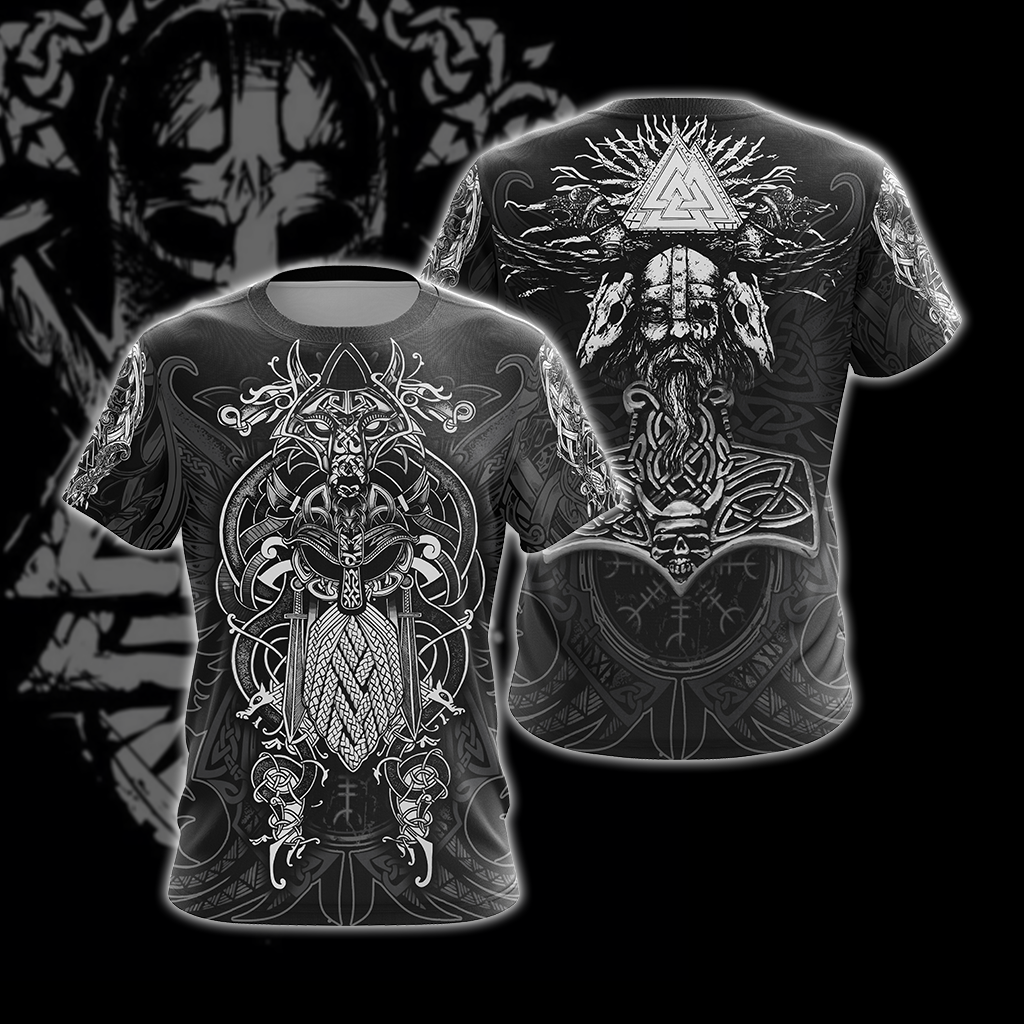Viking Pattern Unisex 3D T-shirt Zip Hoodie Pullover Hoodie