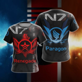 Mass Effect Paragon and Renegade symbol Unisex 3D T-shirt Zip Hoodie Pullover Hoodie