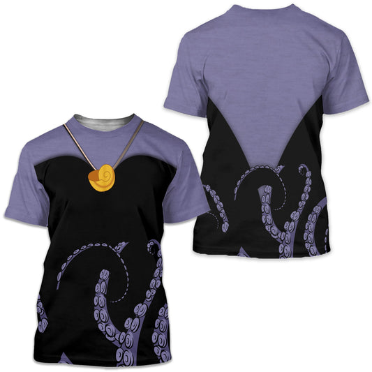 Disney T-Shirt Ursula The Sea Witch Disney Villain Costume T-Shirt Purple Black Unisex Adults New Release - Trendy Gift For Men & Women