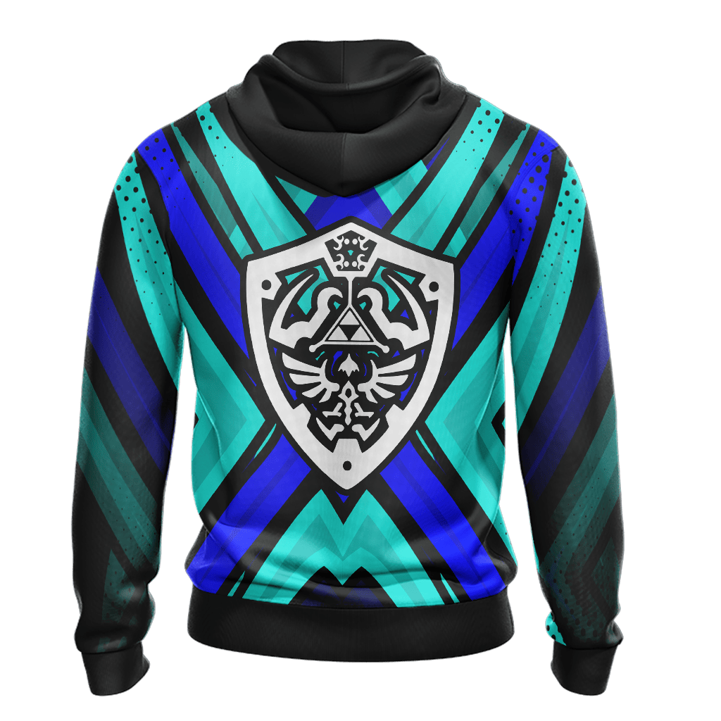 The Legend Of Zelda Hoodie Shield And Master Sword Symbol T-shirt Blue Green Unisex