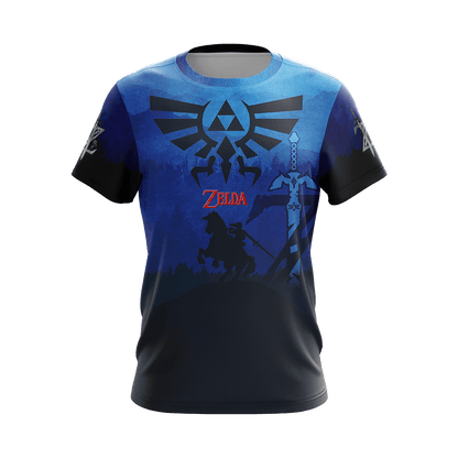 The Legend Of Zelda Hoodie Sheild And Master Sword Graphic T-shirt Blue Unisex