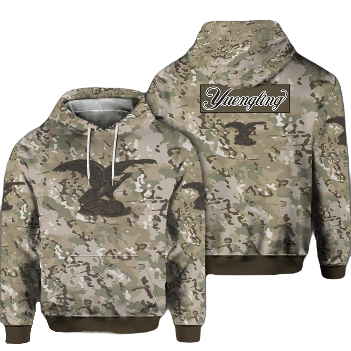 Yuengling Hoodie Yuengling Camouflage Hoodie Green Brown Unisex - Cozy Hoodie For Cold Weather