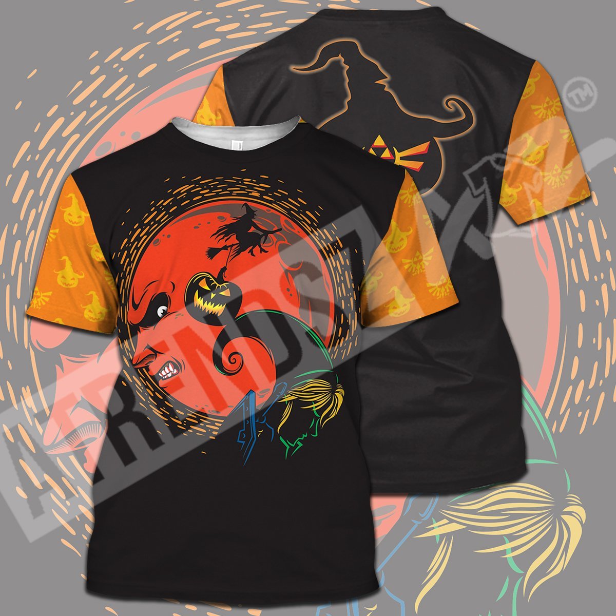  Legend Of Zelda T-shirt Halloween The Moon Face Link Witch Pumpkin Orange T-shirt Legend Of Zelda Hoodie 