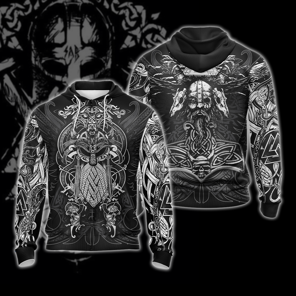 Viking Pattern Unisex 3D T-shirt Zip Hoodie Pullover Hoodie