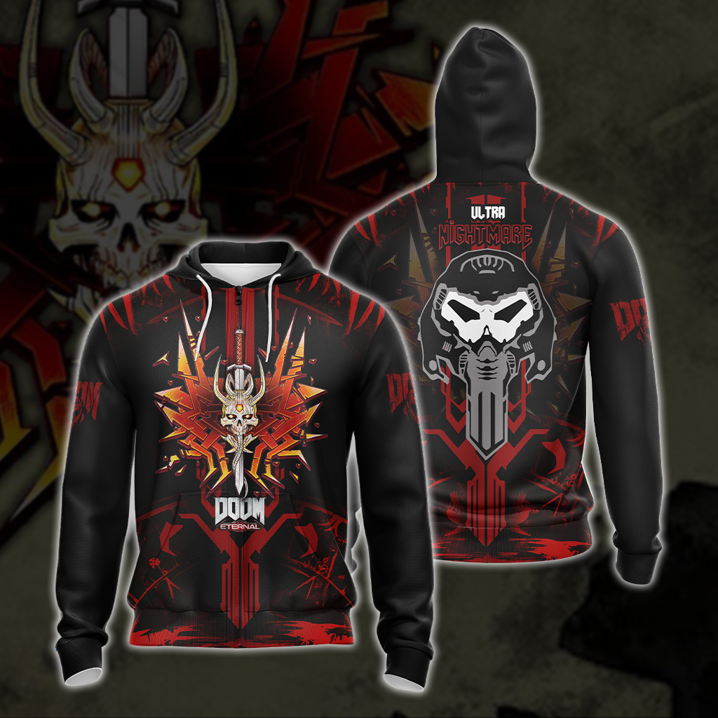 Doom Eternal Ultra Nightmare Unisex 3D T-shirt Zip Hoodie Pullover Hoodie
