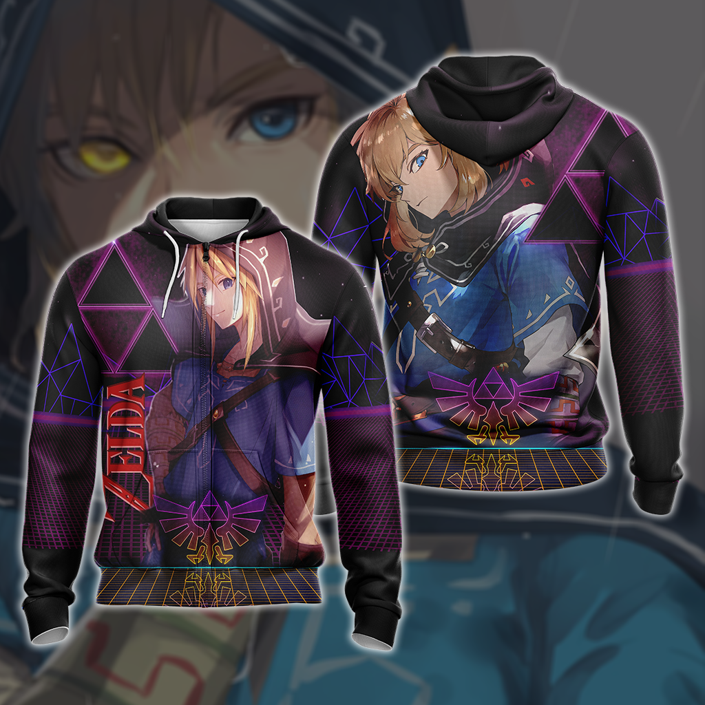The legend of Zelda All Over Print T-shirt Zip Hoodie Pullover Hoodie